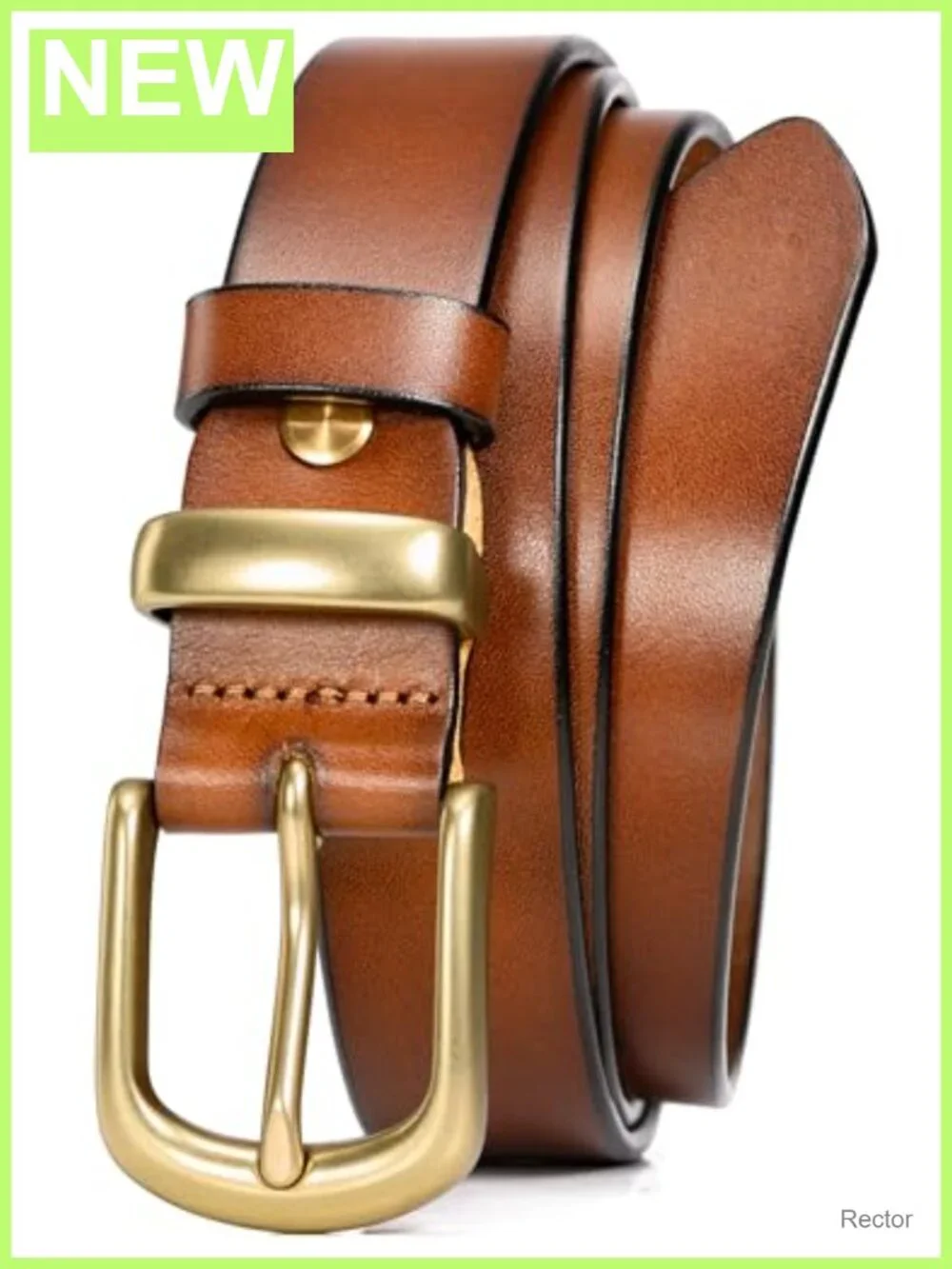 Italian Full Grain Leather Belt for Women Gold Buckle 1.1 Inch